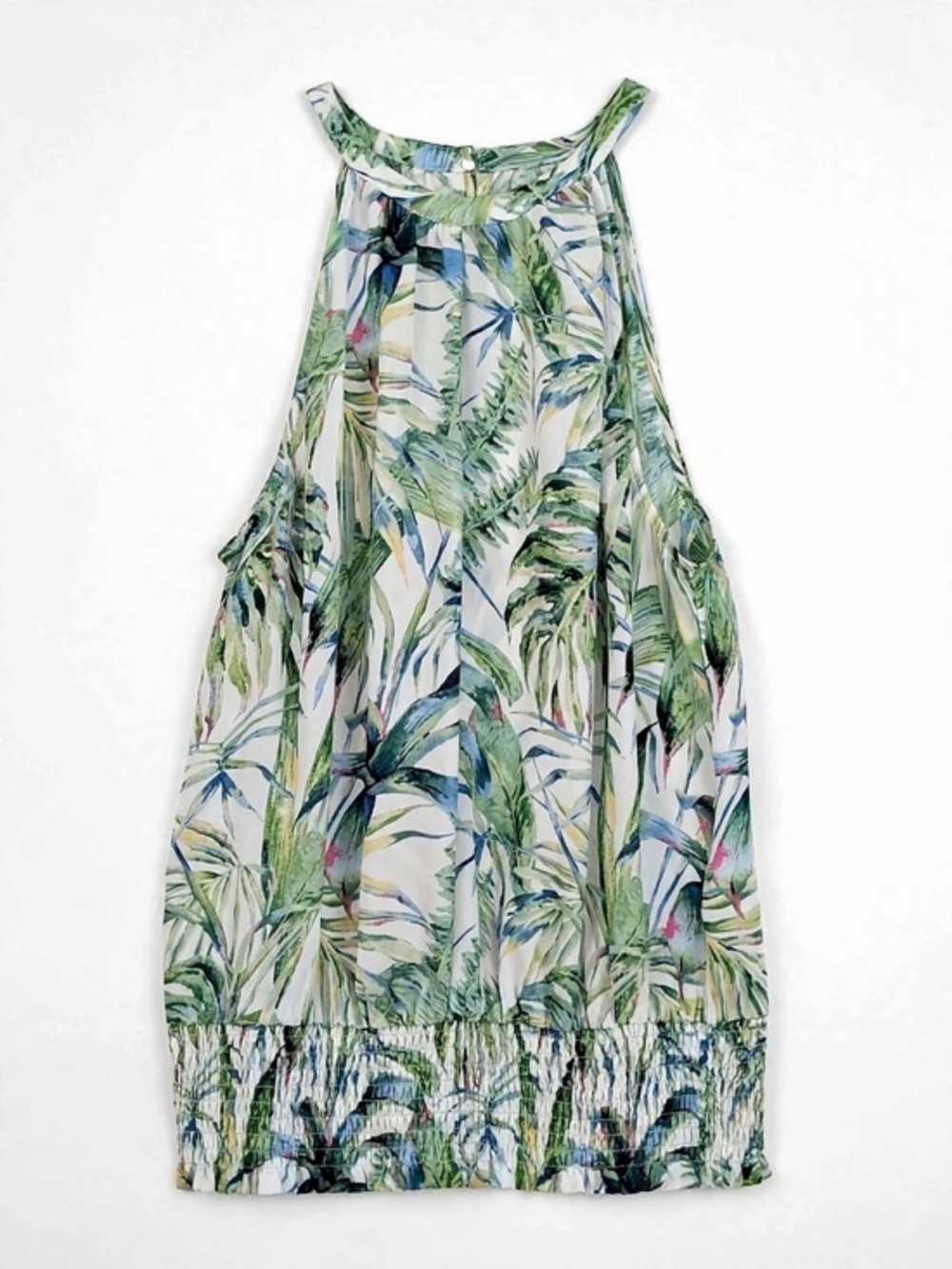 joie Tropical Floral Mini Halter Top Green & White Medium